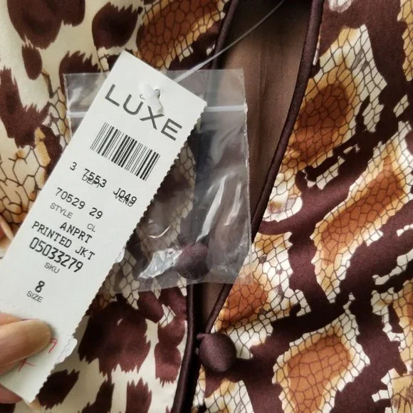 Cache Luxe Asian Animal Print Silk Jacket sz 8 New $258